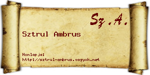 Sztrul Ambrus névjegykártya